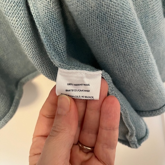 Eileen Fisher Soft Blue Merino Wool Open Cardigan - Picture 6 of 11